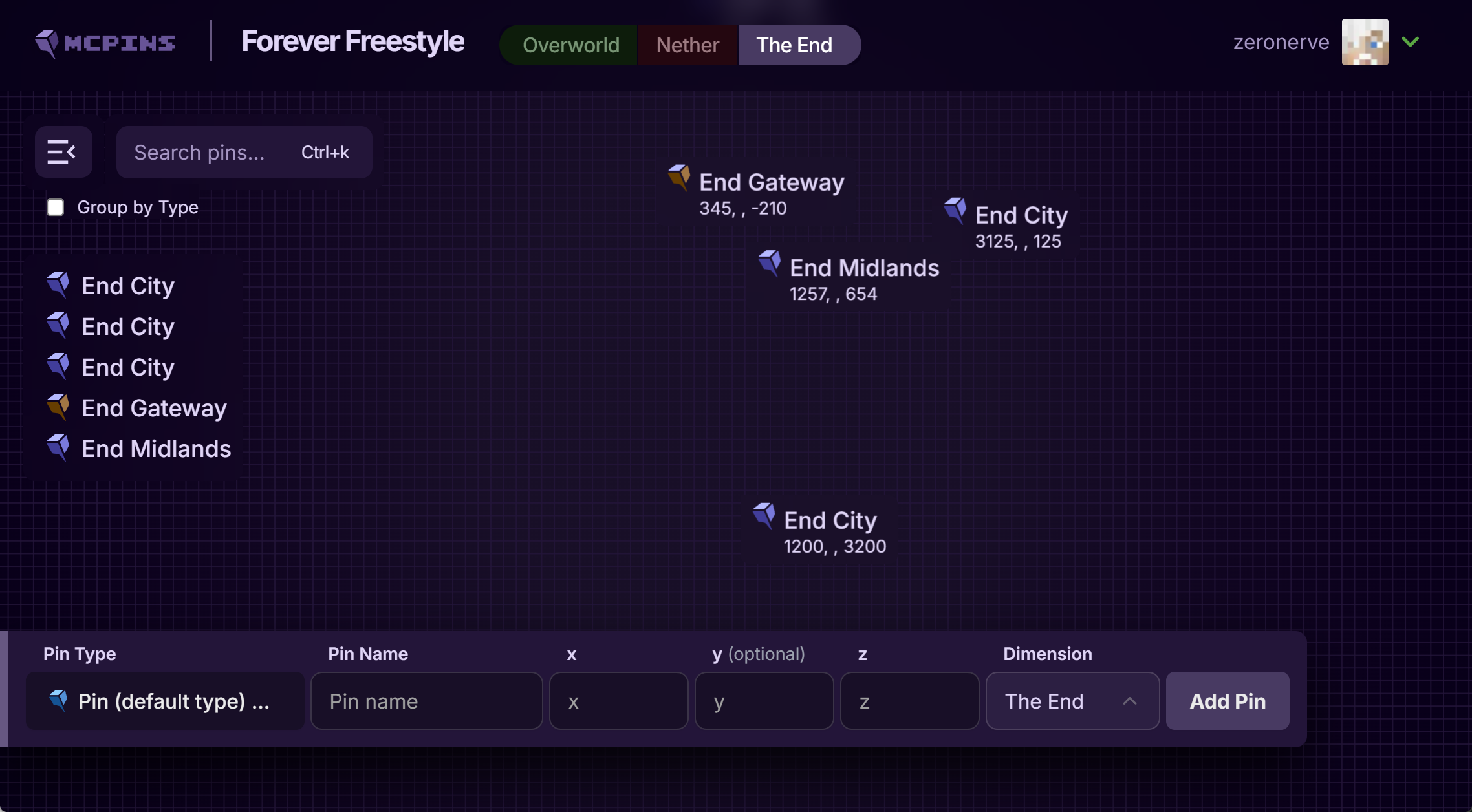 end map in dark theme